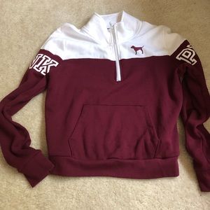 Pink pull over quarter zip sweatshirt